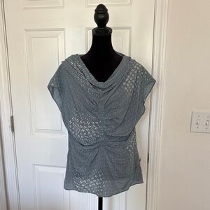 Anthropologie Lil Confetti Surprise Soiree Cowl Neck Ruched Silk Blouse.